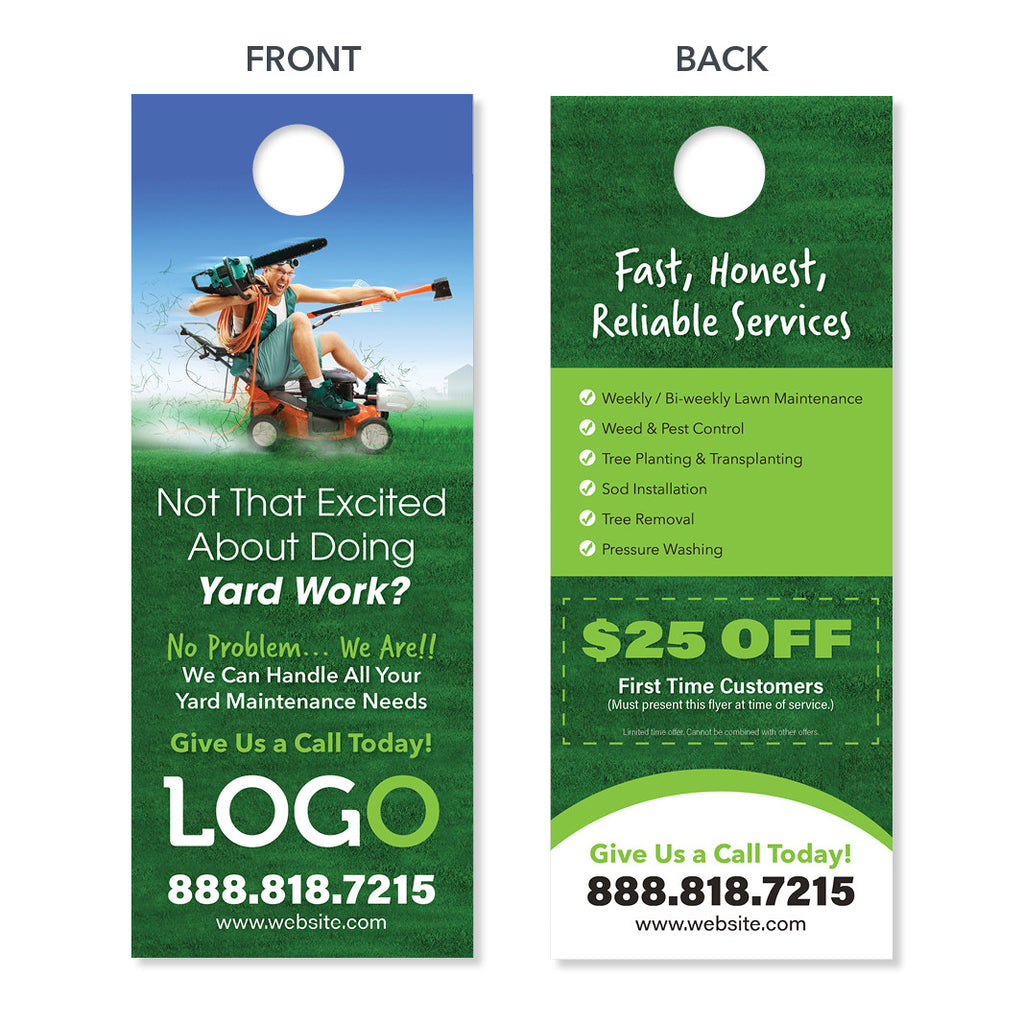 Lawn Care Door Hanger Designed & Printed FREE Shipping Footbridge