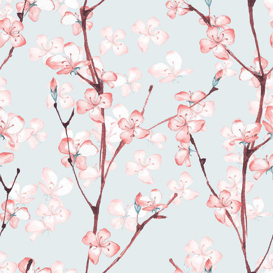 Minimalist Wallpaper Cherry Blossom Design for Living room