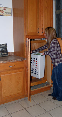 Girl using corner dumbwaiter