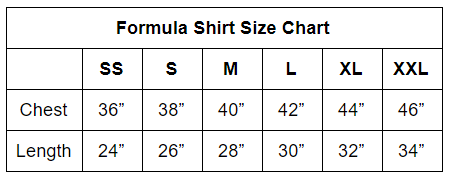 Formula Shirt Size Chart