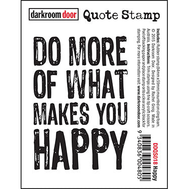 Darkroom Door - Quote Stamp - Happy - Red Rubber Cling Stamp