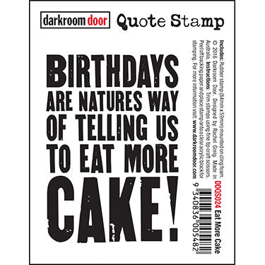 Darkroom Door - Quote Stamp - Eat More Cake - Red Rubber Cling Stamp