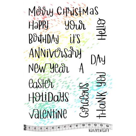 Katzelkraft - KTZ207 - Unmounted Red Rubber Stamp Set A5 - Holiday Quotes
