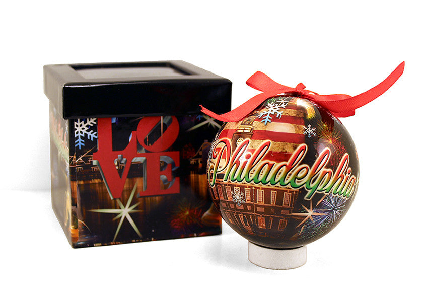 Aap hoorbaar fluit Philadelphia Collage Xmas Ball 80mm Ornament – Xenos Candy "N" Gifts