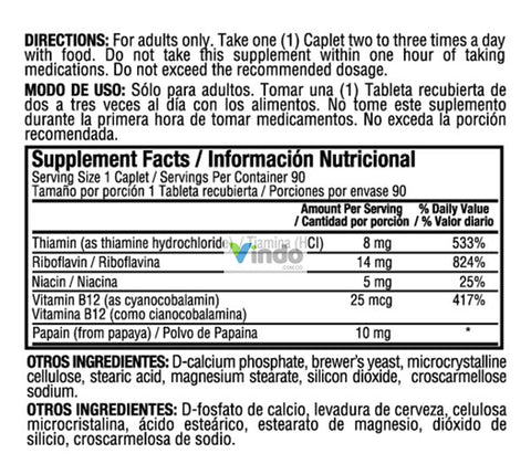b complex con vitamina b12 healthy america tabla nutricional