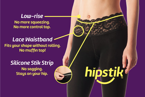 Hipstik Features a patent-pending lace band with stay-put benefits