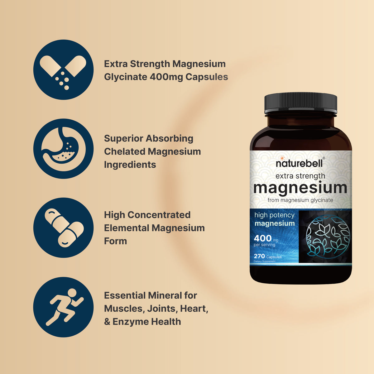 Magnesium Glycinate 400mg, 270 Capsule NatureBell