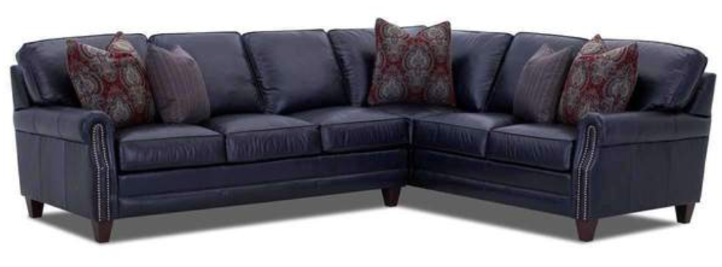 blue top grain leather sofa