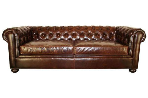 Empire Leather Chesterfield Style Tufted Queen Sleeper Sofa