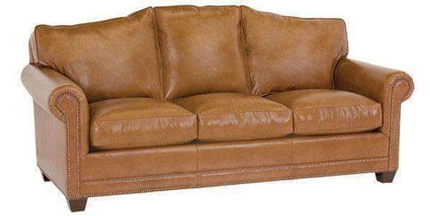 Harmon Designer Style Leather Camel-Back Sofa 