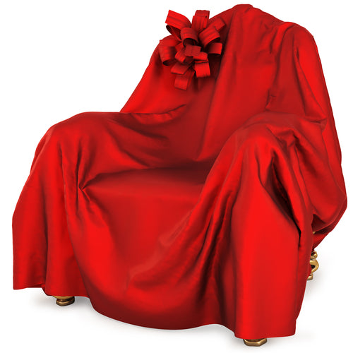 armchair covered red satin cloth