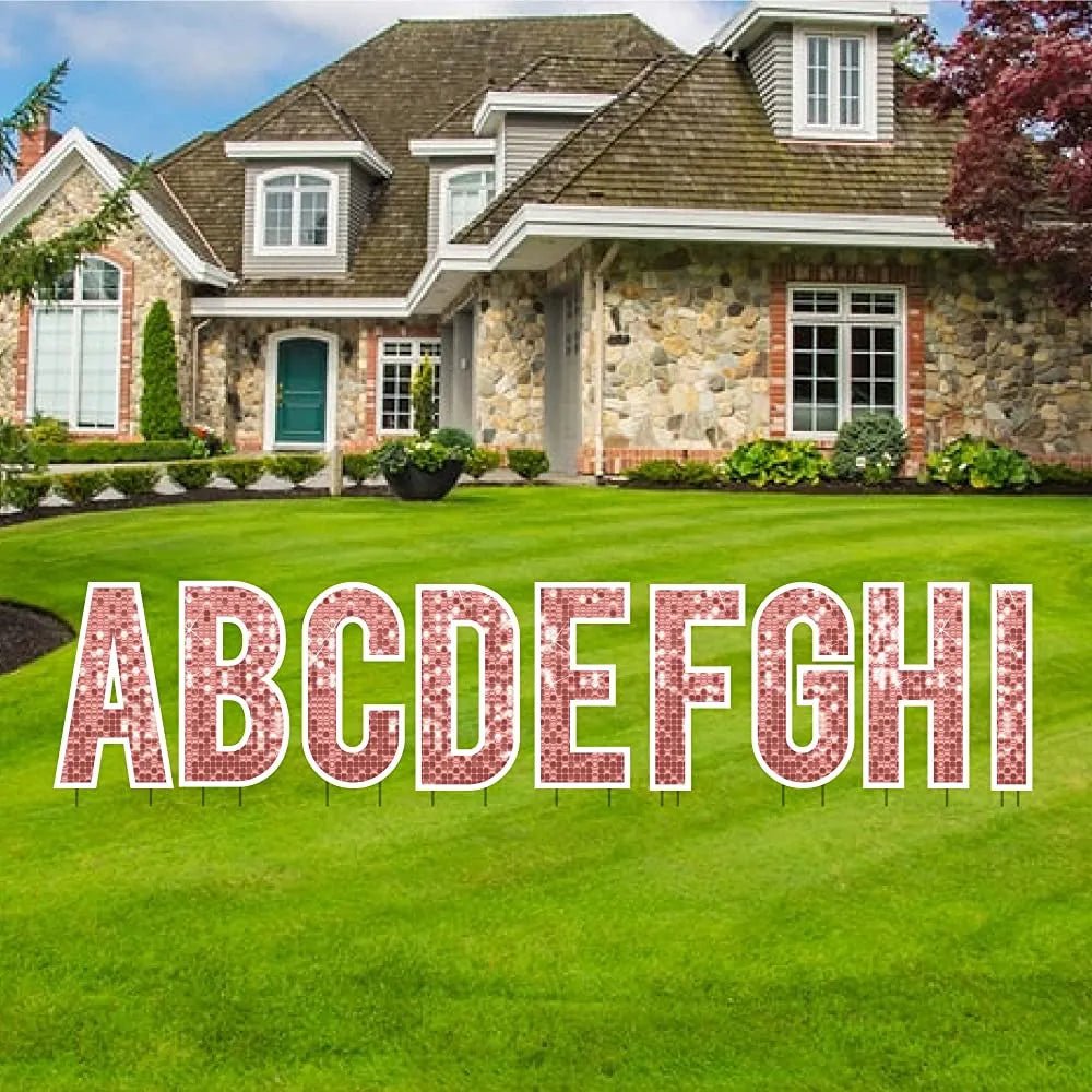 18" Alphabet Yard Card Letters | Bebas Front | Disco Sparkle | 26 pc Set