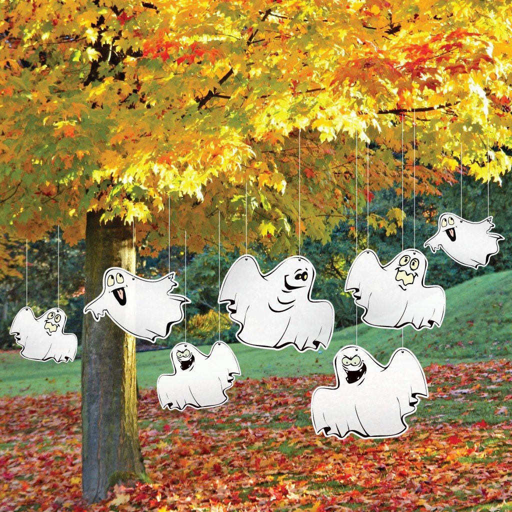 Flying Halloween Ghosts Tree Decorations - 7 Pack