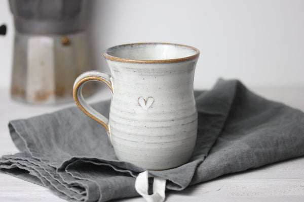 Handmade mug with heart design