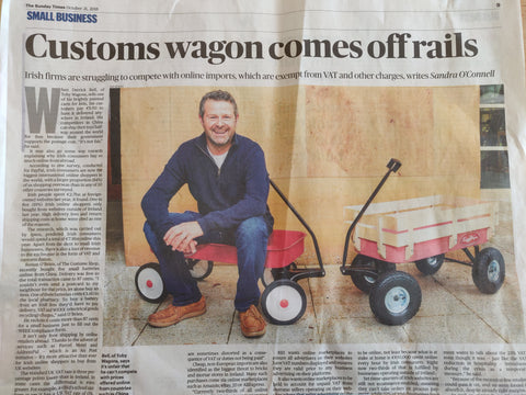 Toby Pull Along Wagon appearing in the Sunday Times for outdoor toys