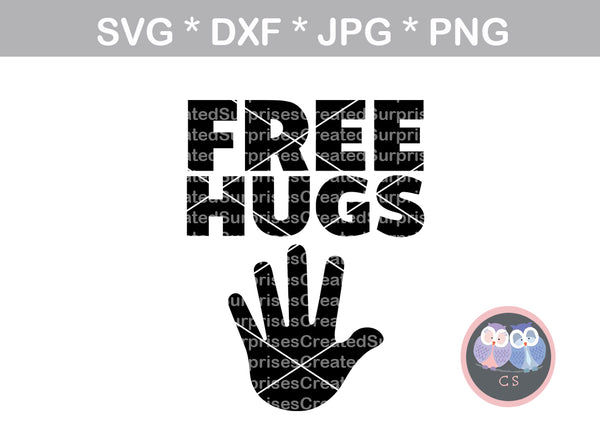 Free Hugs High Five Love Funny Digital Download Svg Dxf Cut Fil Createdsurprises