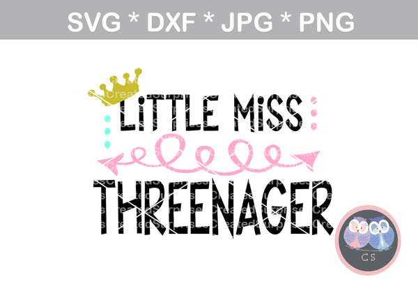 Little Miss Threenager, Sassy, 3nager, funny, cute 