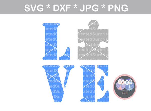 Love Puzzle Autism Awareness Digital Download Svg Dxf Cut File Createdsurprises