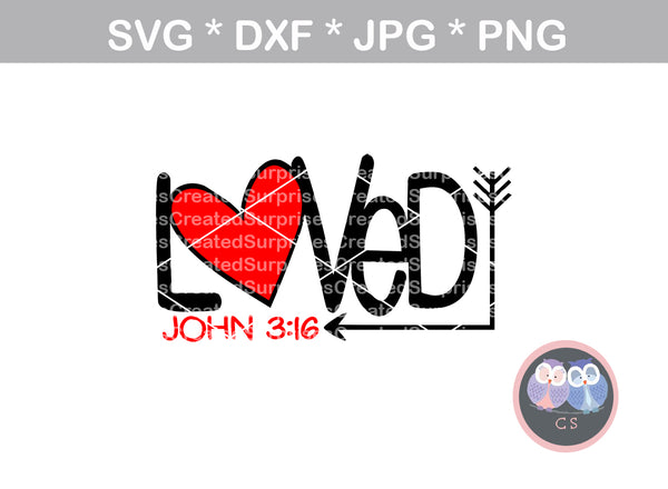 Loved John 3 16 Faith Digital Download Svg Dxf Cut File Persona Createdsurprises