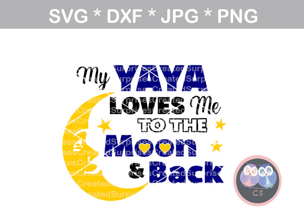 Grandma Loves Me To The Moon And Back Digital Download Svg Dxf Cut Createdsurprises