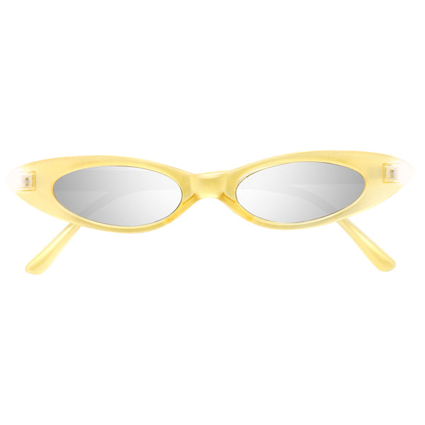 Abie Extreme Oval Silver Mirror 90s Cat Eye Sunglasses Cosmiceyewear 