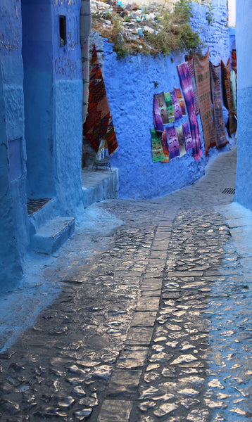 Cobblestone street in Chefchaouen, Morocco