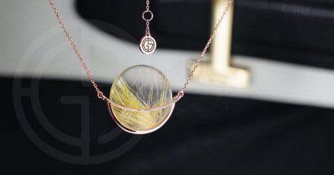 Rutilated Quartz gemstone necklace, Dancing Orbit collection by Gems In Style Jewellery