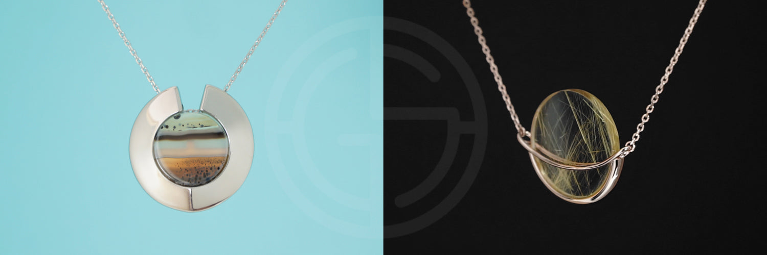 Athena Aegis and Dancing Orbit necklaces by Gems In Style Jewellery