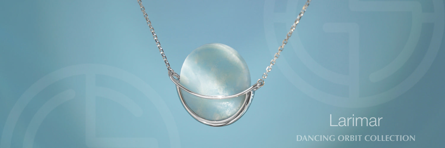 Larimar silver necklace Dancing Orbit collection by Gems In Style Jewellery
