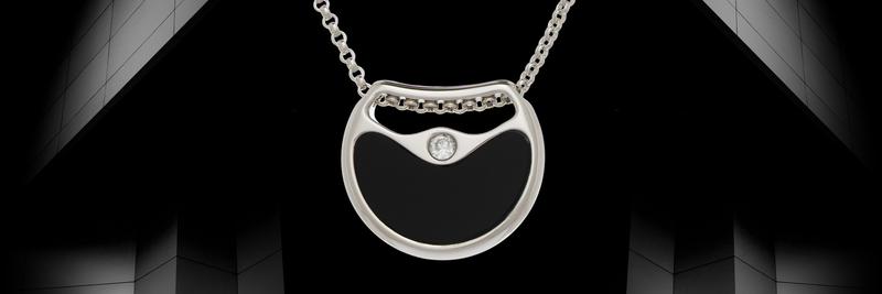 Double Agent silver necklace with Onyx gemstone by Gems In Style