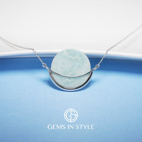 Larimar Gemstone Necklace by Gems In Style Jewellery. 926 Silver.