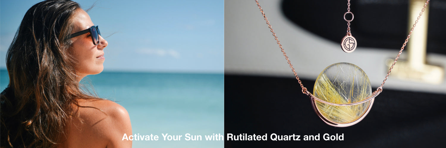 Sun and Rutilated Quartz gemstone necklace by Gems In Style