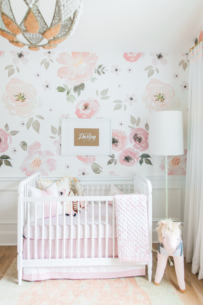 Watercolor Floral Wallpaper Monica Hibbs nursery