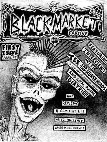 black market fanzine, 80s punk rock zine, issue number one, art by Rex Edhlund of Danger Factory streetwear