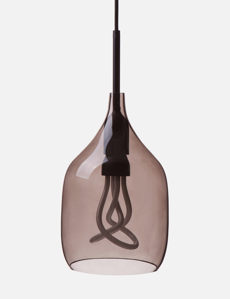 Vessel 1 Lamp Shade Flat Cut Grey Glass With Plumen 001 Bulb