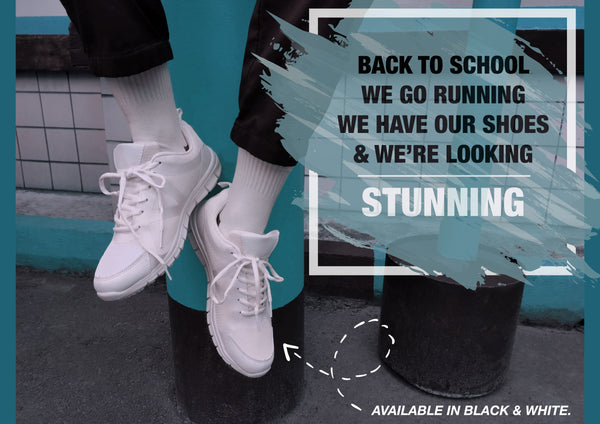 White school shoes with laces