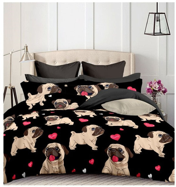 Bedding Sets Heart Dog Duvet Cover Set Love Pug Barnsmile Com