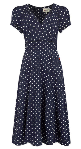 Vintage Inspired Navy Polka Dot Dress | Weekend Doll 