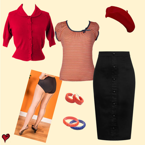 Retro 1950s Pencil Skirt Outfit | Weekend Doll 