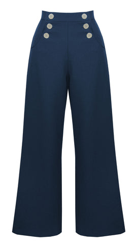 Vintage Style High Waisted Sailor Trousers | Weekend Doll 