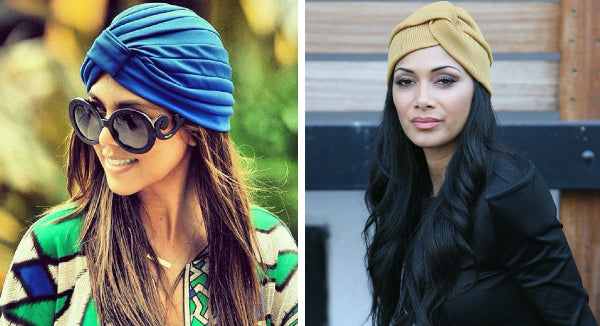 Kourtney Kardashian and  nicole scherzinger turban head wrap modest fashion mall