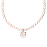 Buchwald white gold pink morganite pearl necklace