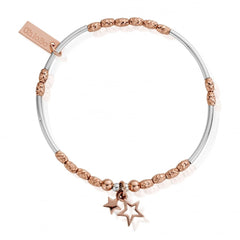 Chlobo Silver Rose Gold Double Star Charm Bracelet