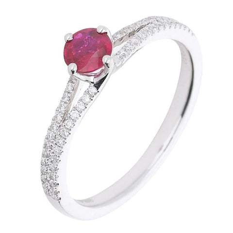 Rock Lobster Platinum Ruby Ring With Diamond Set Shoulders