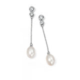 Silver CZ pearl drop earrings