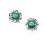 Silver and Emerald 3mm round beaded stud earrings | Rock Lobster Jewellery