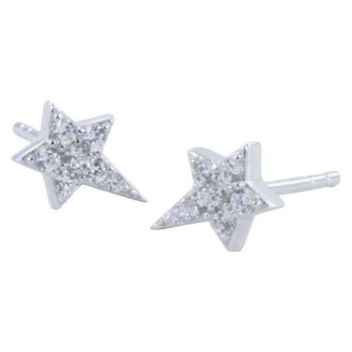 Silver cubic zirconia star stud earrings Earrings Reeves & Reeves   