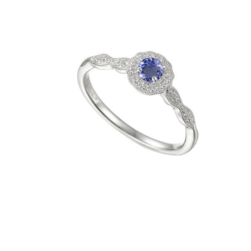 Amore Silver Tanzanite and CZ cluster ring Ring Amore   