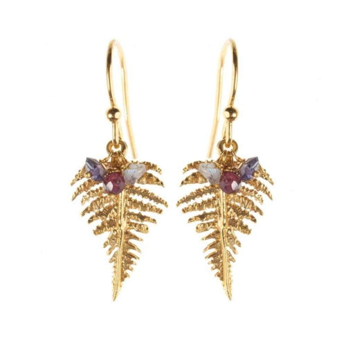 Amanda Coleman gold and gem fern hook earrings Earrings Amanda Coleman   