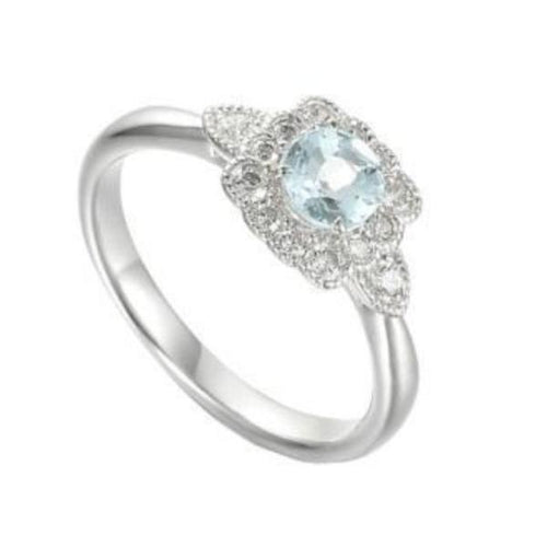 Amore Silver Aqua CZ floral cluster ring Ring Amore   